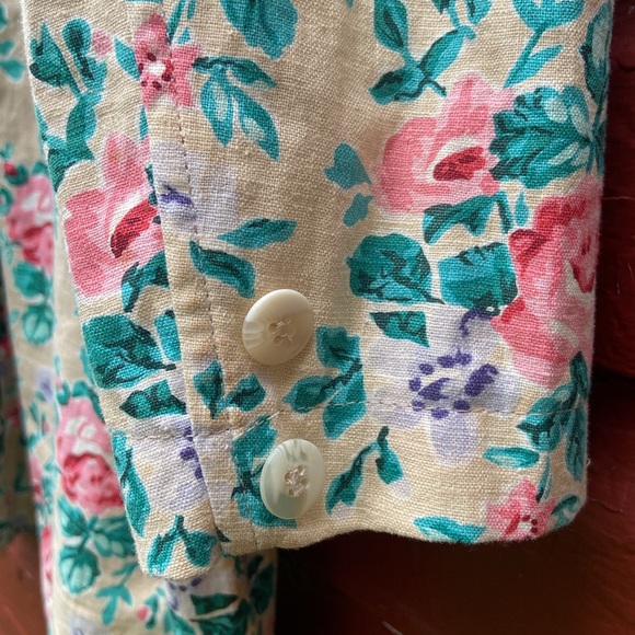 Vintage Woolrich Oversized Linen Cotton Blend Floral Blazer Women's Size L - Picture 7 of 11